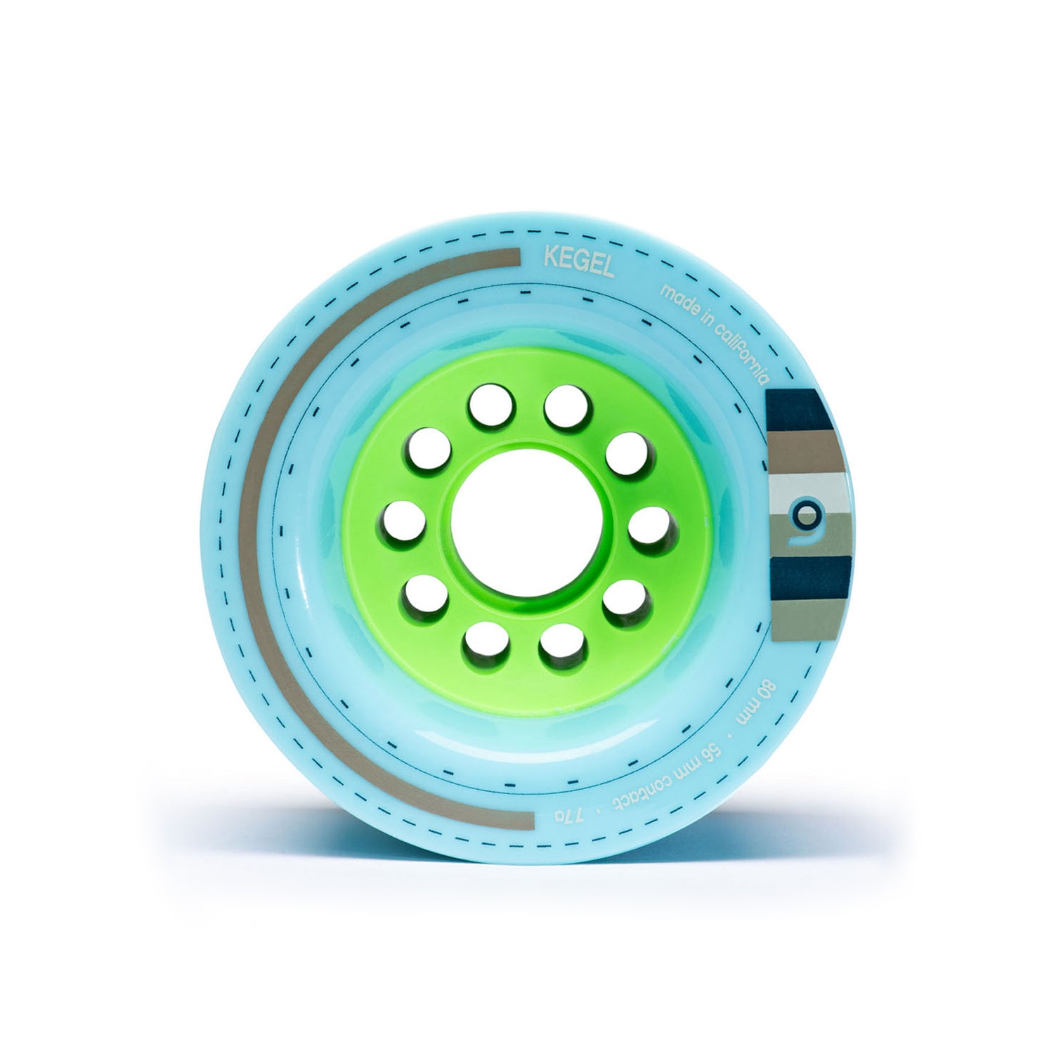 Orangatang 80mm Kegel (77a, blue) longboard skateboard wheel (front)