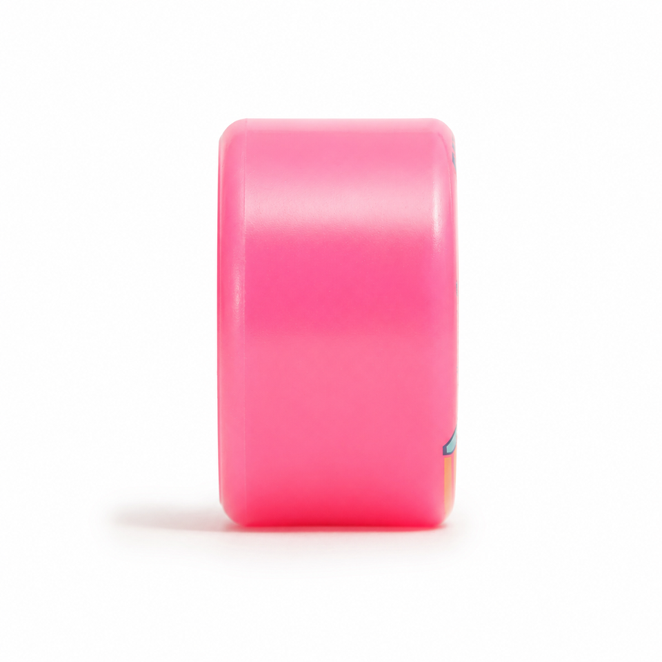 Orangatang 90mm Bee's Knees (83a, pink) longboard skateboard wheel, contact patch view