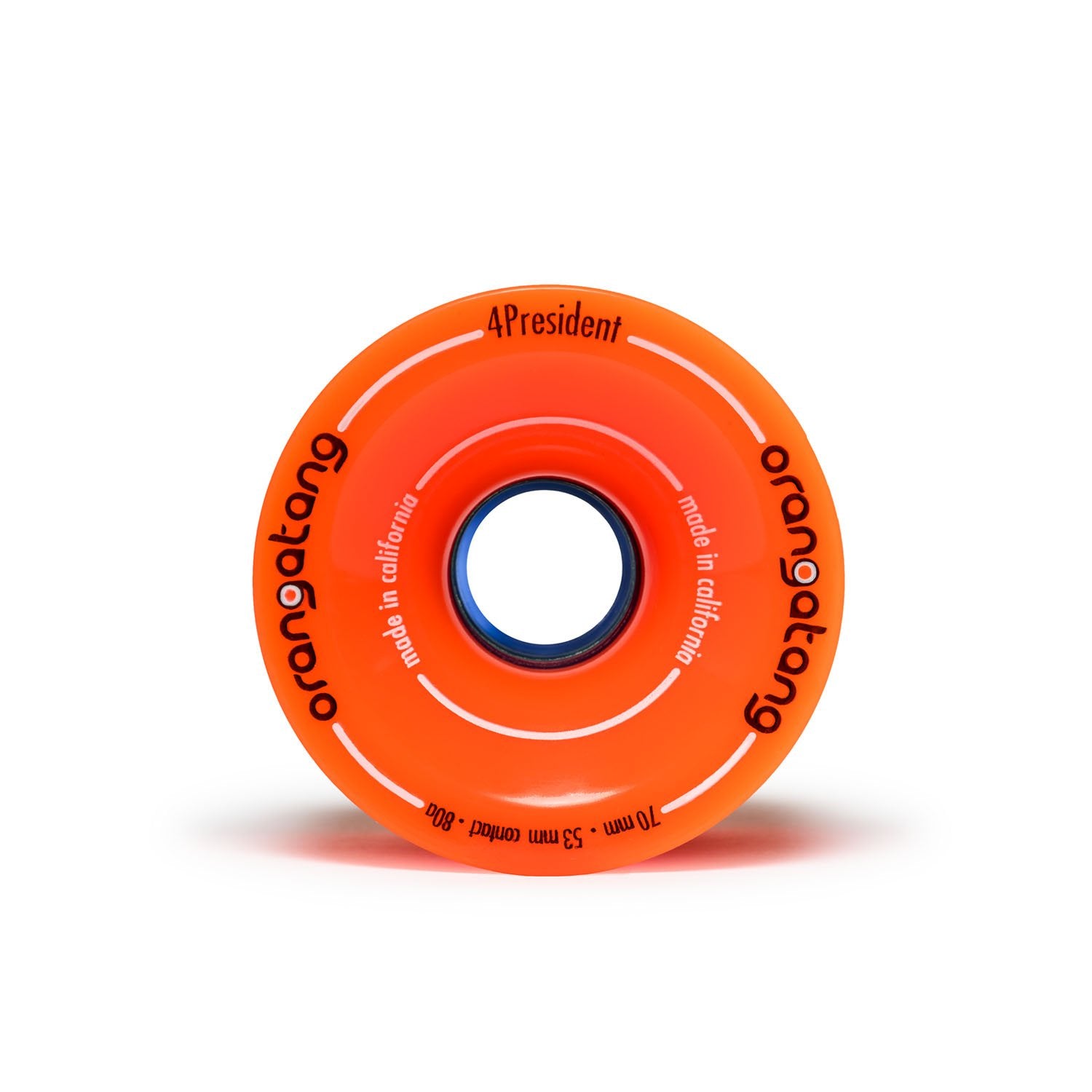 Orangatang 70mm 4President (80a, orange) longboard skateboard wheel (front)