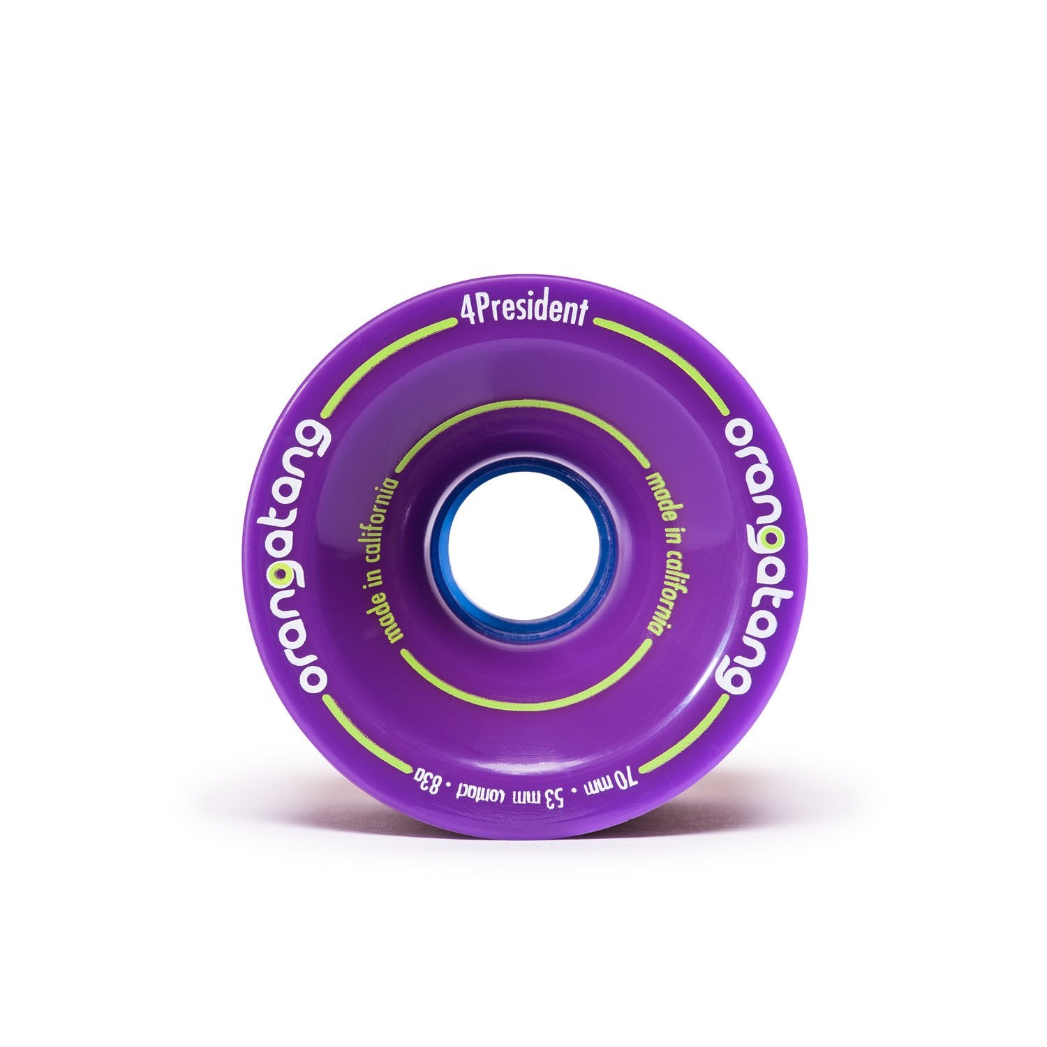 Orangatang 70mm 4President (83a, purple) longboard skateboard wheel (front)