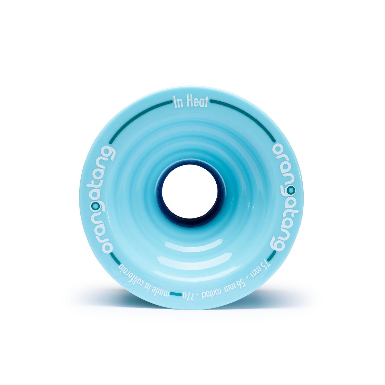 Orangatang 75mm In Heat (77a, blue) longboard skateboard wheel (front)
