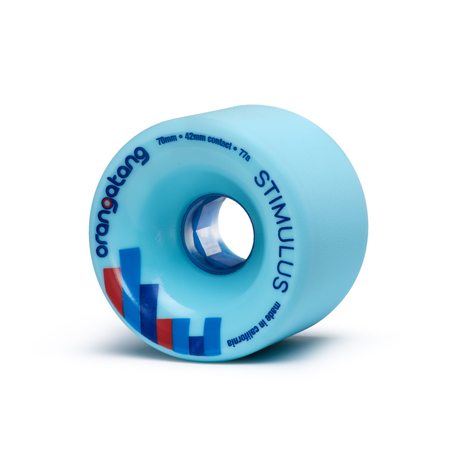 Orangatang 70mm Stimulus (77a, blue) longboard skateboard wheel (hero)